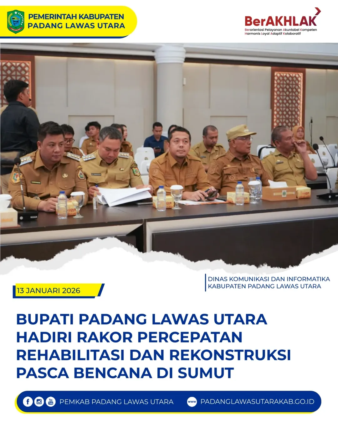 Rapat Koordinasi Percepatan Rehabilitasi dan Rekonstruksi Pascabencana Di Provinsi Sumatera Utara