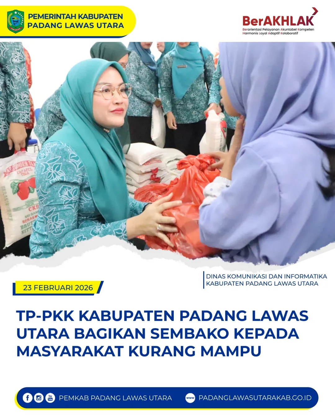Pertemuan Rutin Bulanan TP PKK Kabupaten Padang Lawas Utara sekaligus Pembagian Sembako