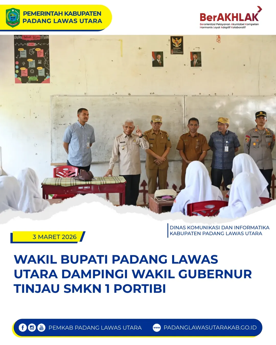 Wakil Bupati Padang Lawas Utara Dampingi Wakil Gubernur Sumatera Utara Tinjau SMK N 1 Portibi