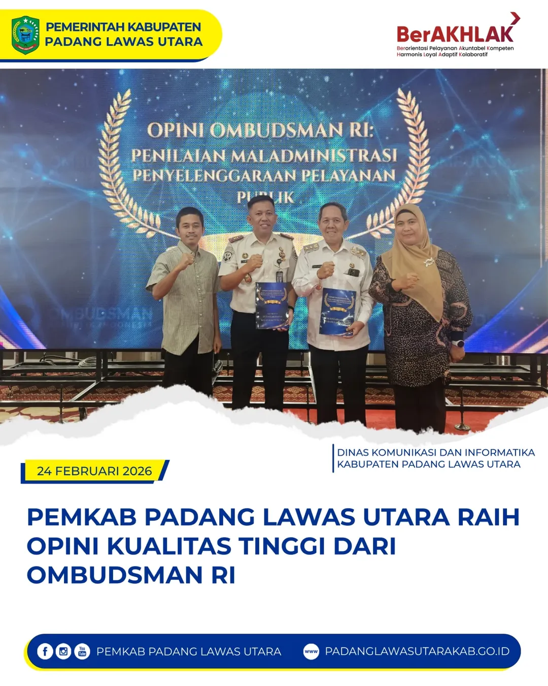 Pemkab Padang Lawas Utara Raih Opini Kualitas Tinggi dari Ombudsman RI