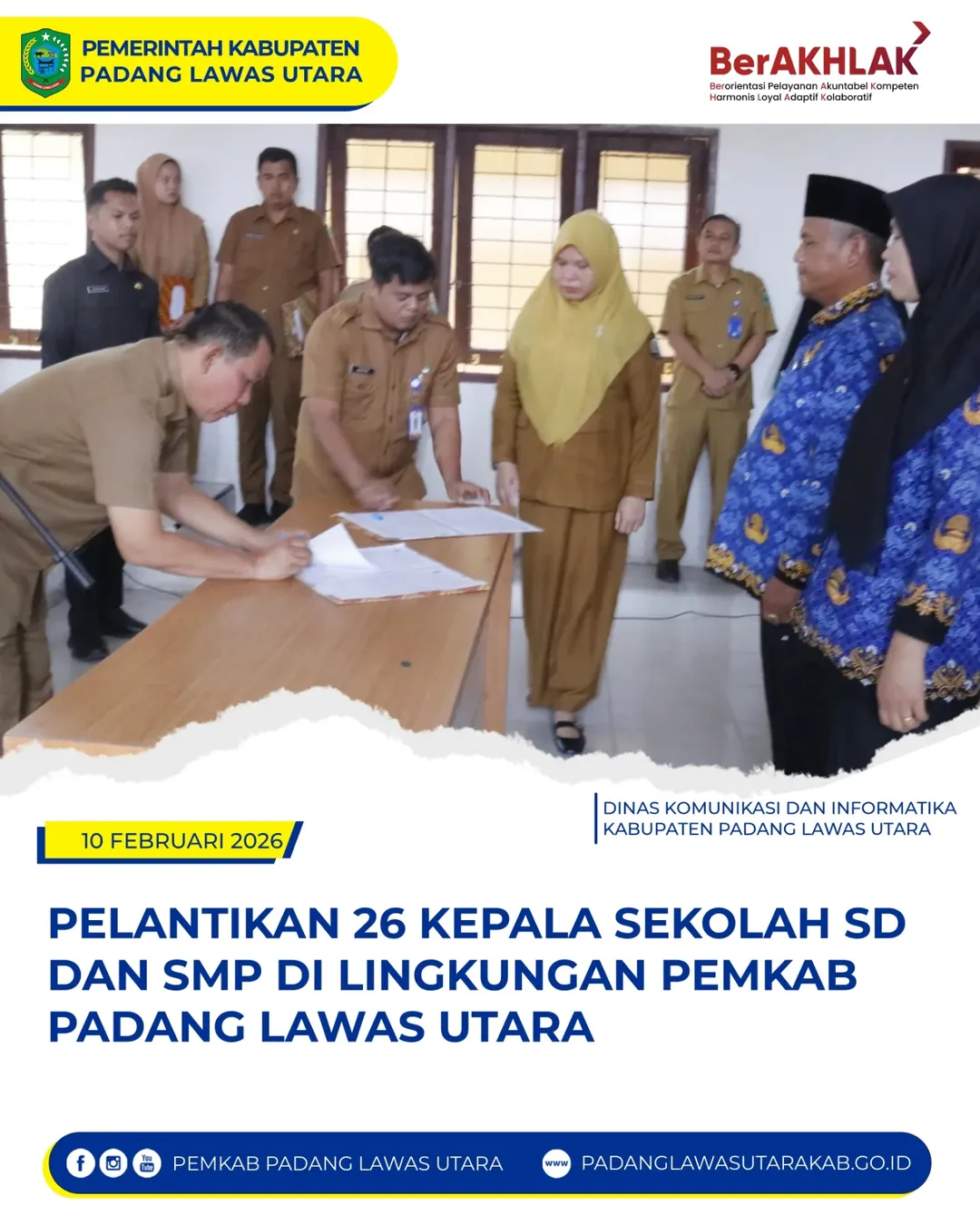 Pelantikan 26 Kepala Sekolah SD dan SMP di Lingkungan Pemkab Padang Lawas Utara