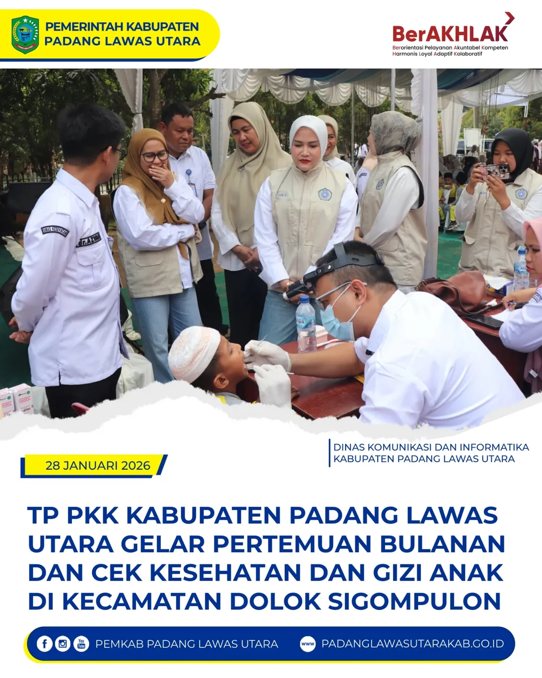 Pertemuan Rutin Bulanan TP PKK Kabupaten Padang Lawas Utara sekaligus Cek Kesehatan Gigi di TK Al-Iqram Desa Hatiran Kecamatan Dolok Sigompulon