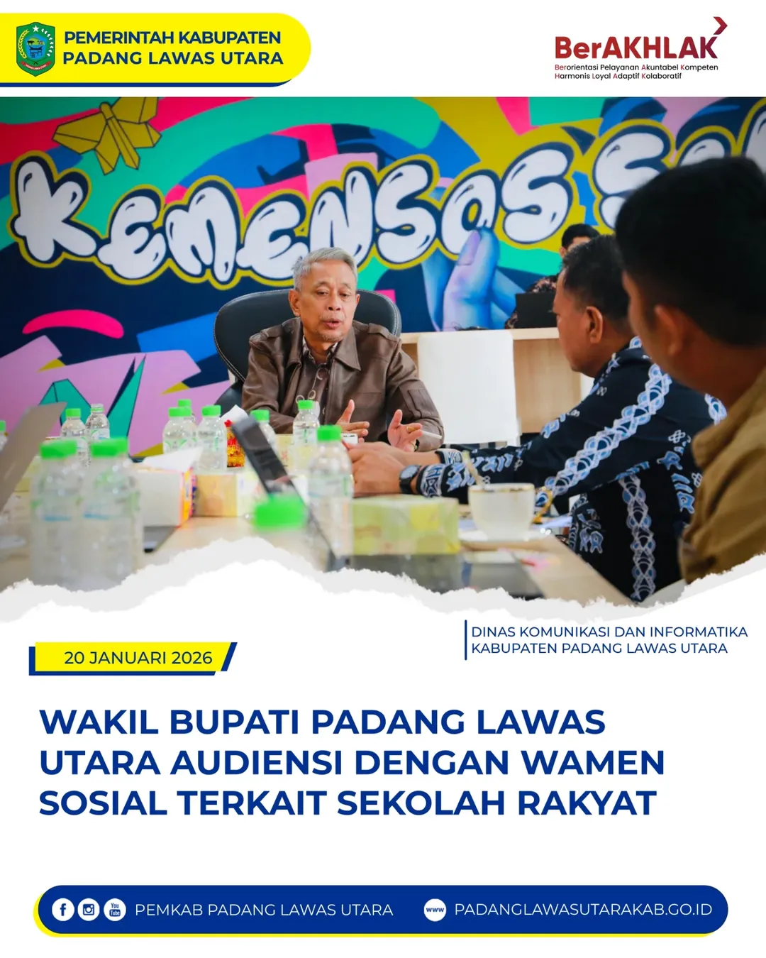 Audiensi Pemkab Padang Lawas Utara dengan Kementerian Sosial Terkait Sekolah Rakyat, Data Terpadu Sosial Ekonomi Nasional (DTSEN), Bantuan Sosial, serta Penerima Bantuan Iuran Jaminan Kesehatan Nasional (PBI JKN)