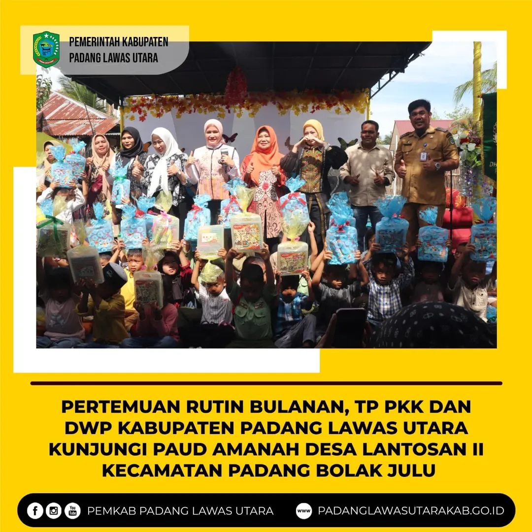 Pertemuan Rutin Bulanan, DWP dan PKK Kabupaten Padang Lawas Utara Kunjungi PAUD Amanah Desa Lantosan II 