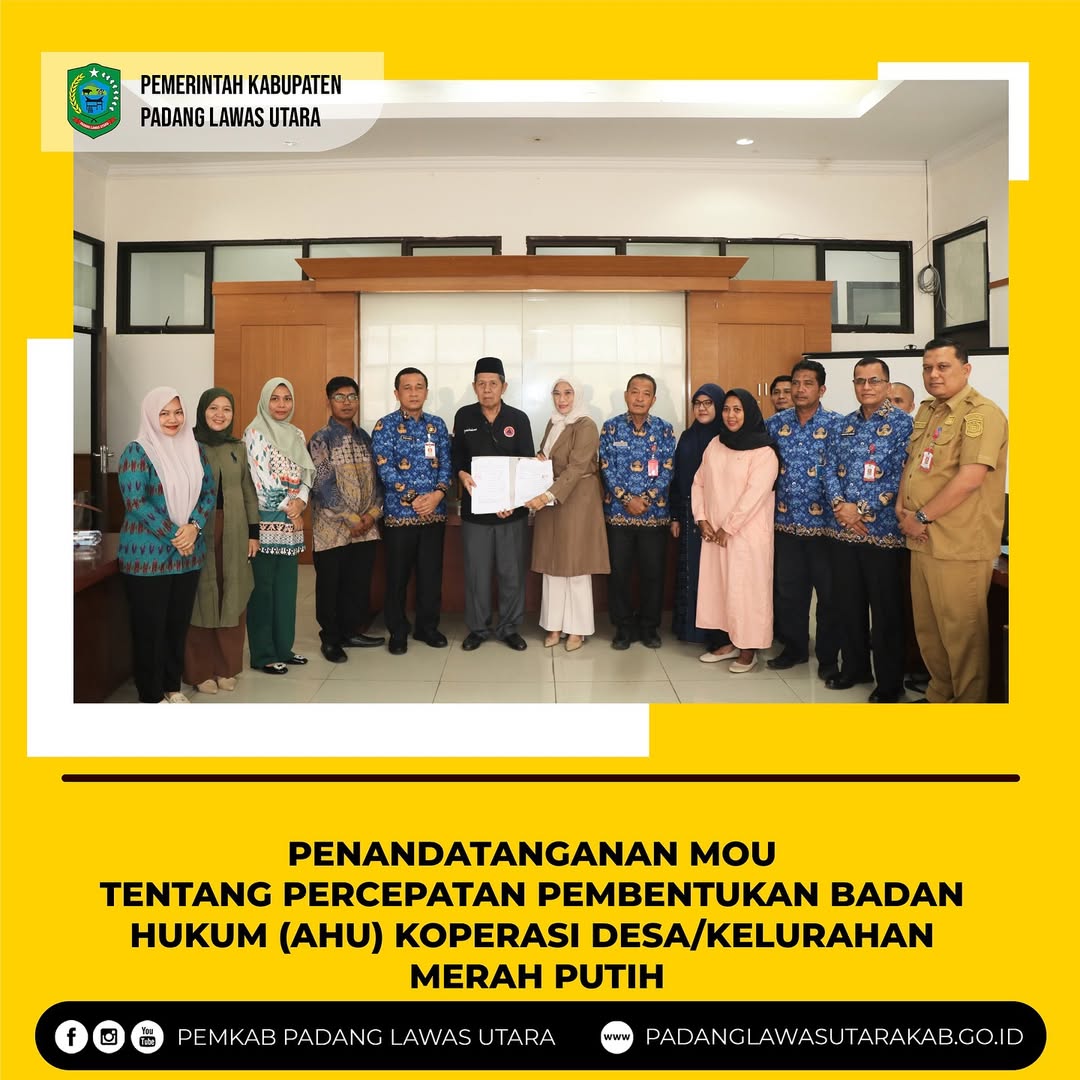 Penandatanganan Nota Kesepahaman (MoU) tentang Percepatan Pembentukan Badan Hukum (AHU) Koperasi Desa/Kelurahan Merah Putih