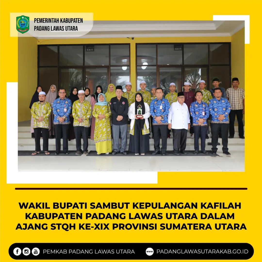Wakil Bupati Padang Lawas Utara  Menyambut Kedatangan Kafilah STQH Ke-XIX Tingkat Provinsi