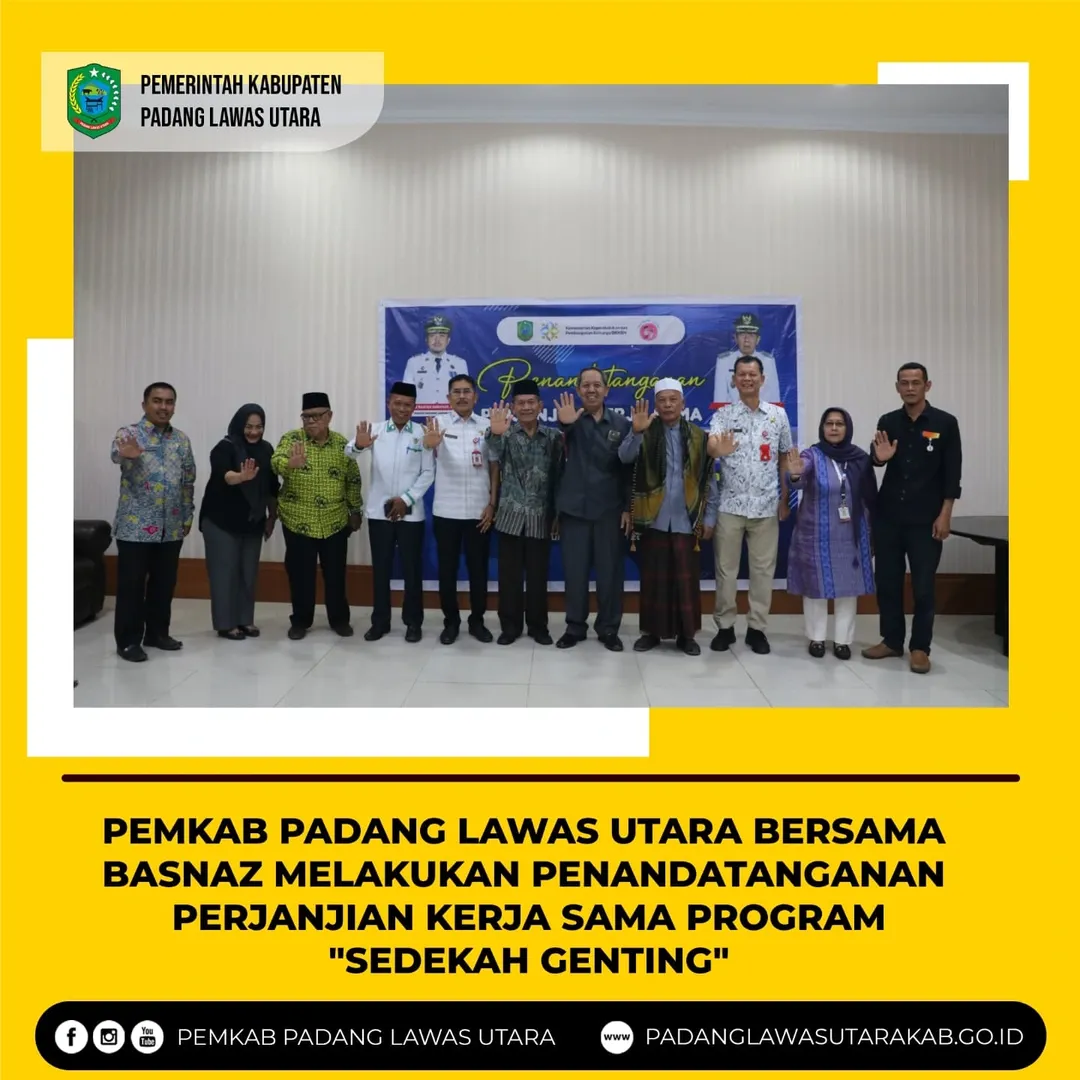 Perjanjian Kerjasama  Program SEDEKAH GENTING antara Pemkab Padang Lawas Utara dengan BAZNAS Kabupaten Padang Lawas Utara  