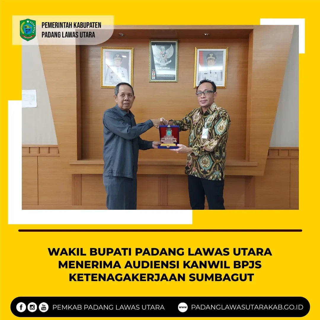 Wakil Bupati Padang Lawas Utara Menerima Audiensi Kakanwil BPJS Ketenagakerjaan Sumbagut