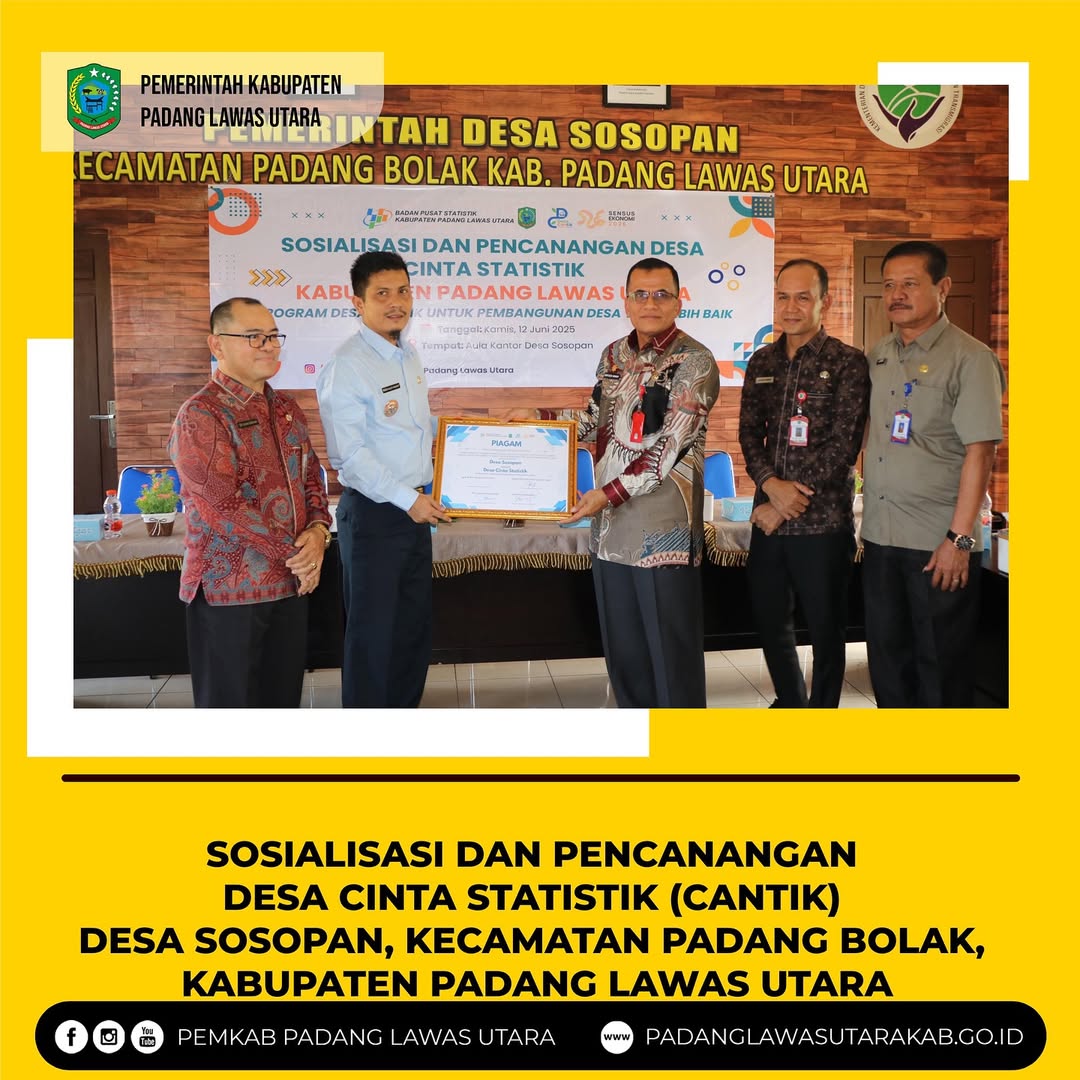 Sosialisasi dan Pencanangan Desa Cinta Statistik (Cantik) Kabupaten Padang Lawas Utara