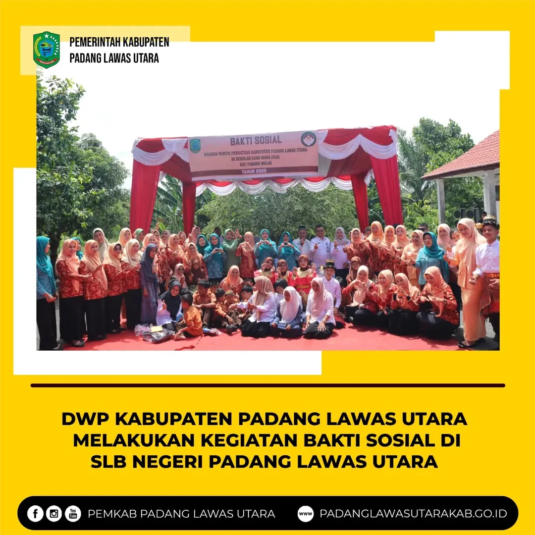 Pelaksanaan Kegiatan Bakti Sosial ke Sekolah Luar Biasa (SLB) Negeri Padang Lawas Utara oleh Dharma Wanita Persatuan (DWP) Kabupaten Padang Lawas Utara 