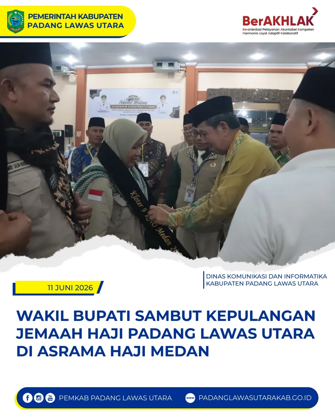 Wakil Bupati Padang Lawas Utara Sambut Jemaah Haji Padang Lawas Utara di Asrama Haji Medan