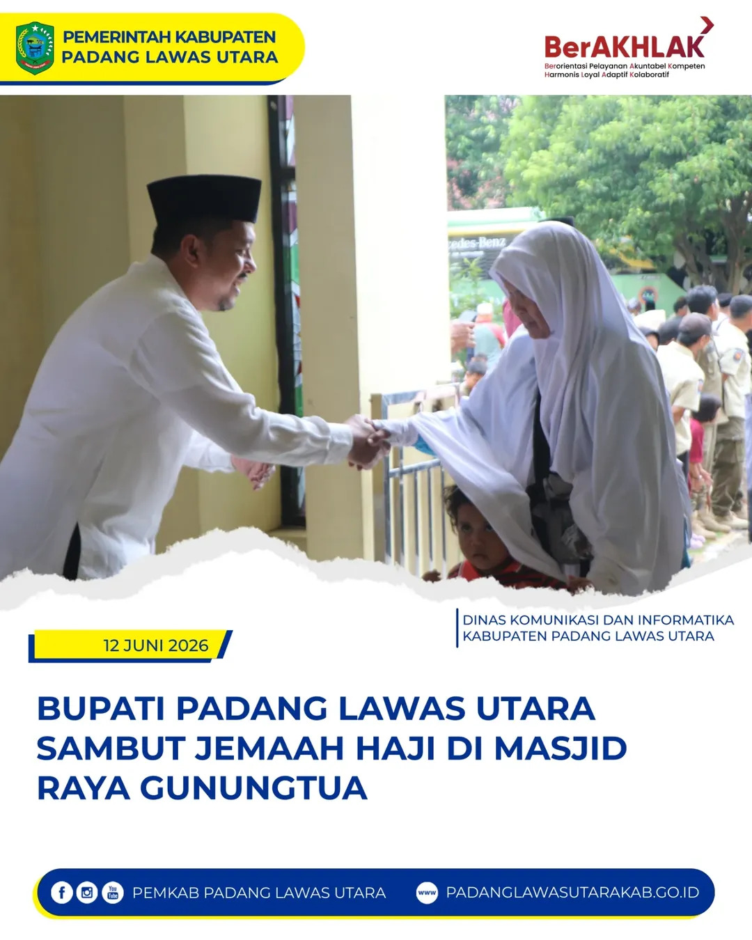 Bupati Padang Lawas Utara Sambut Jemaah Haji Padang Lawas Utara di Masjid Raya Gunungtua