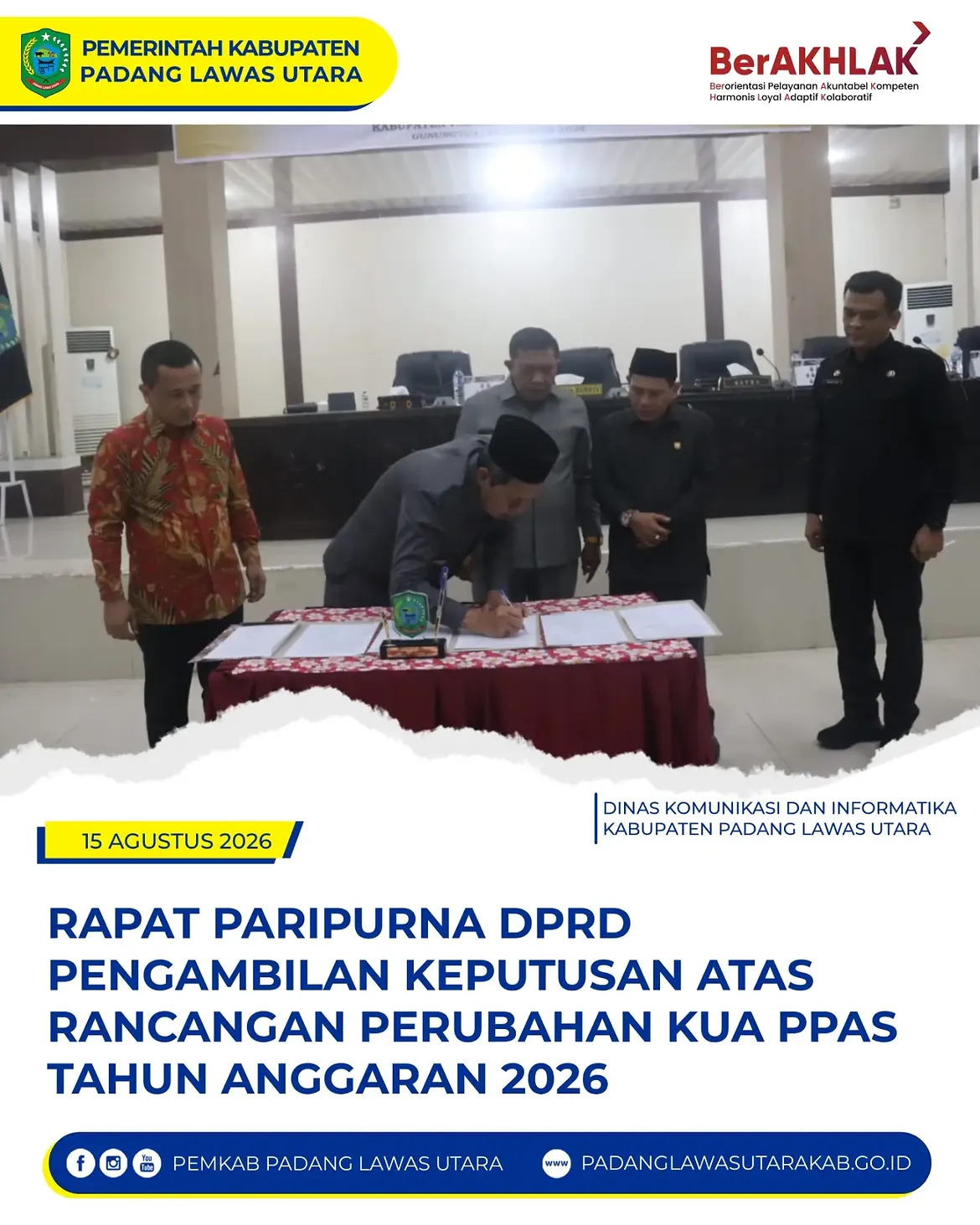 Rapat Paripurna Pembicaraan Tk II dan Pengambilan Keputusan Atas Rancangan Perubahan KUA Dan Rancangan Perubahan PPAS TA 2026