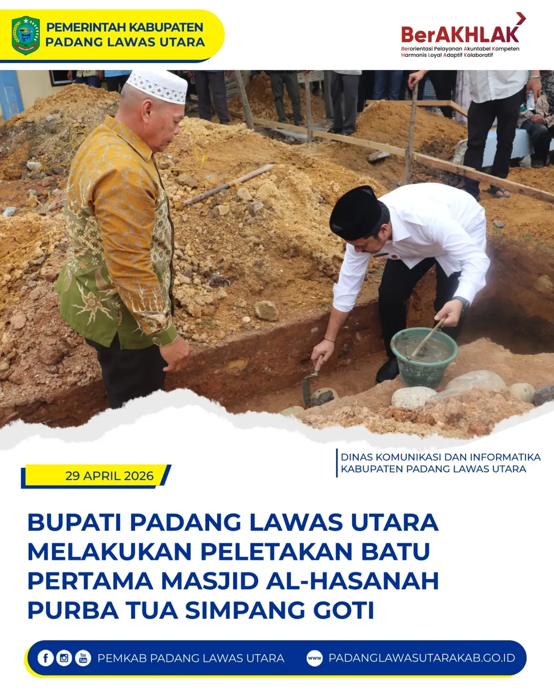 Peletakan Batu Pertama Masjid  Al-Hasanah Purba Tua Oleh Bupati Padang Lawas Utara