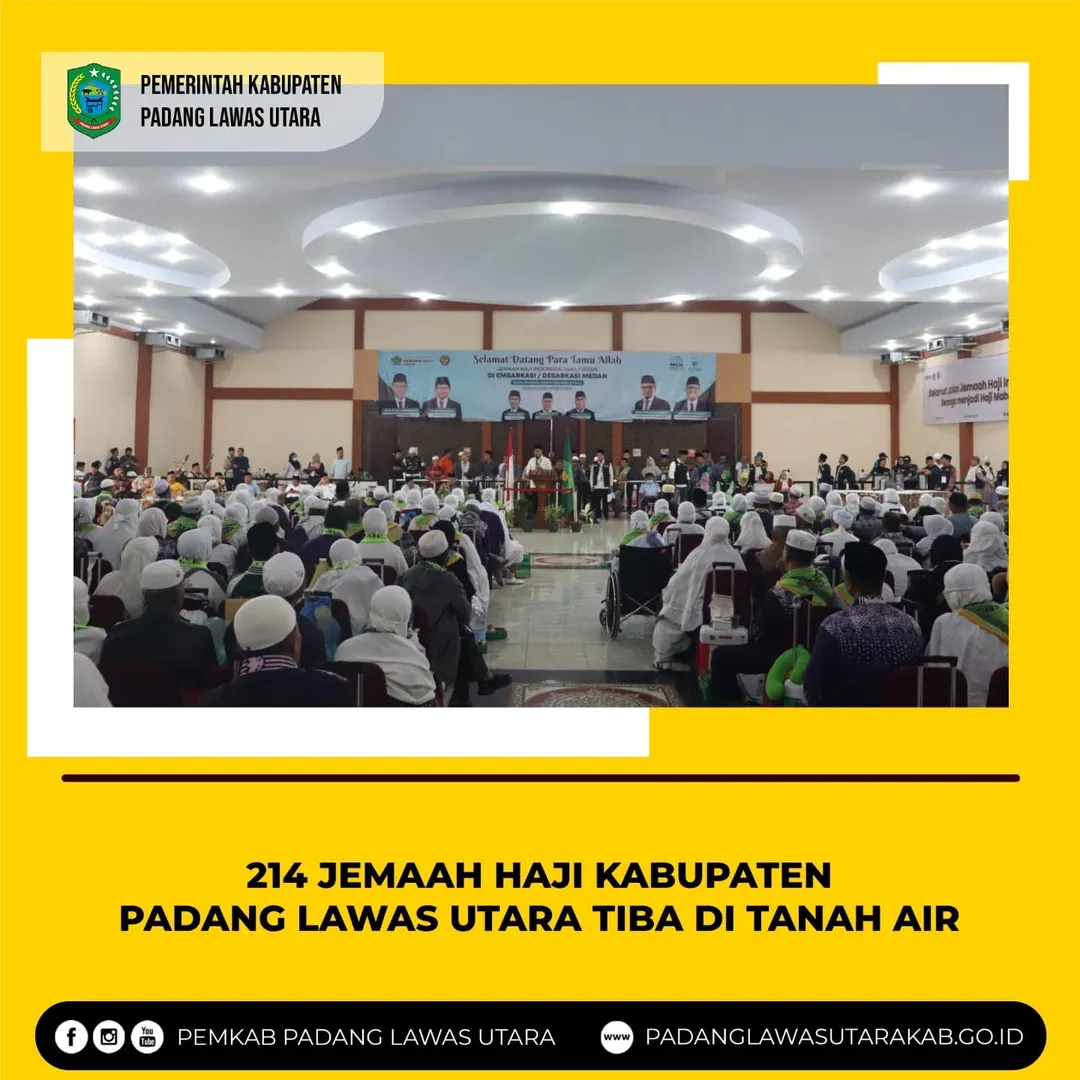 Pemkab Padang Lawas Utara Menyambut Kedatangan Jemaah Haji Kabupaten Padang Lawas Utara di Asrama Haji Embarkasi Medan