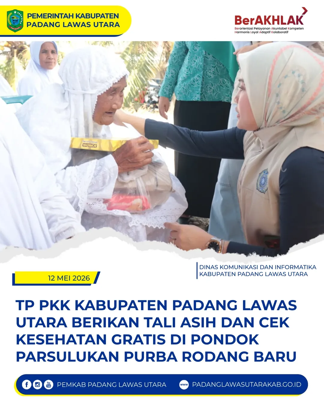 Pemberian Tali Asih dan Cek Kesehatan Gratis di Parsulukan Purba Rodang Baru Oleh TP PKK Kab Padang Lawas Utara