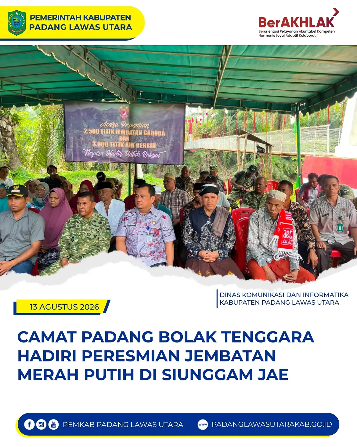 Peresmian Jembatan dan Sumber Air Bersih Hasil Pembangunan Kolaborasi TNI dan Polri