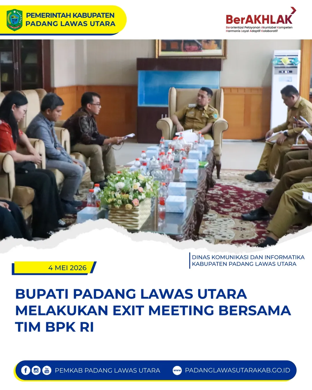 Bupati Padang Lawas Utara Bersama Tim BPK RI Menggelar Exit Meeting