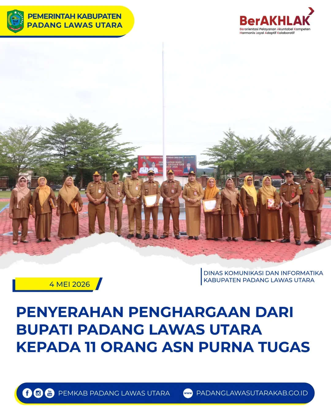 Penyerahan Penghargaan Kepada 11 Orang ASN Purna Tugas